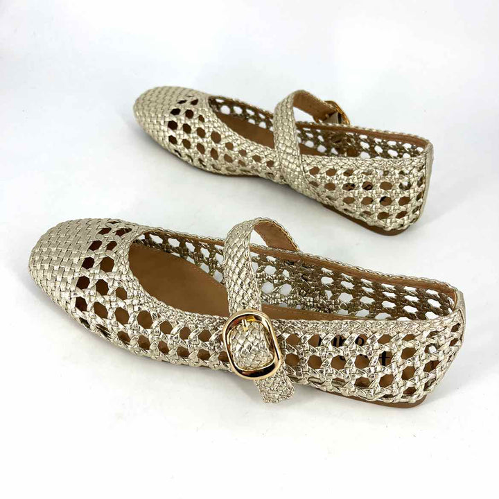 Shoe Size 9 CORKYS Gold Faux Leather Flats