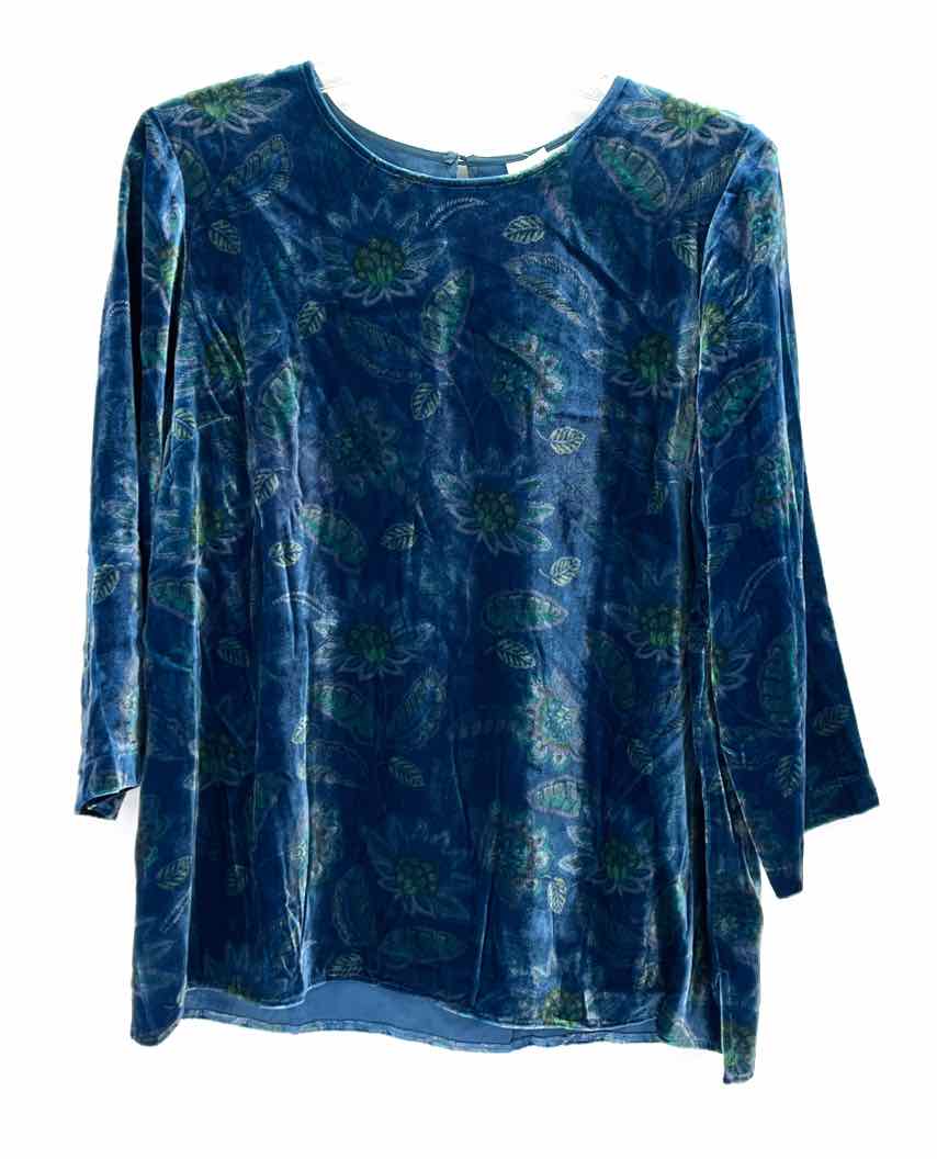 Size M J JILL Blue Velour Shirt