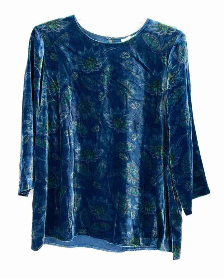 Size M J JILL Blue Velour Shirt