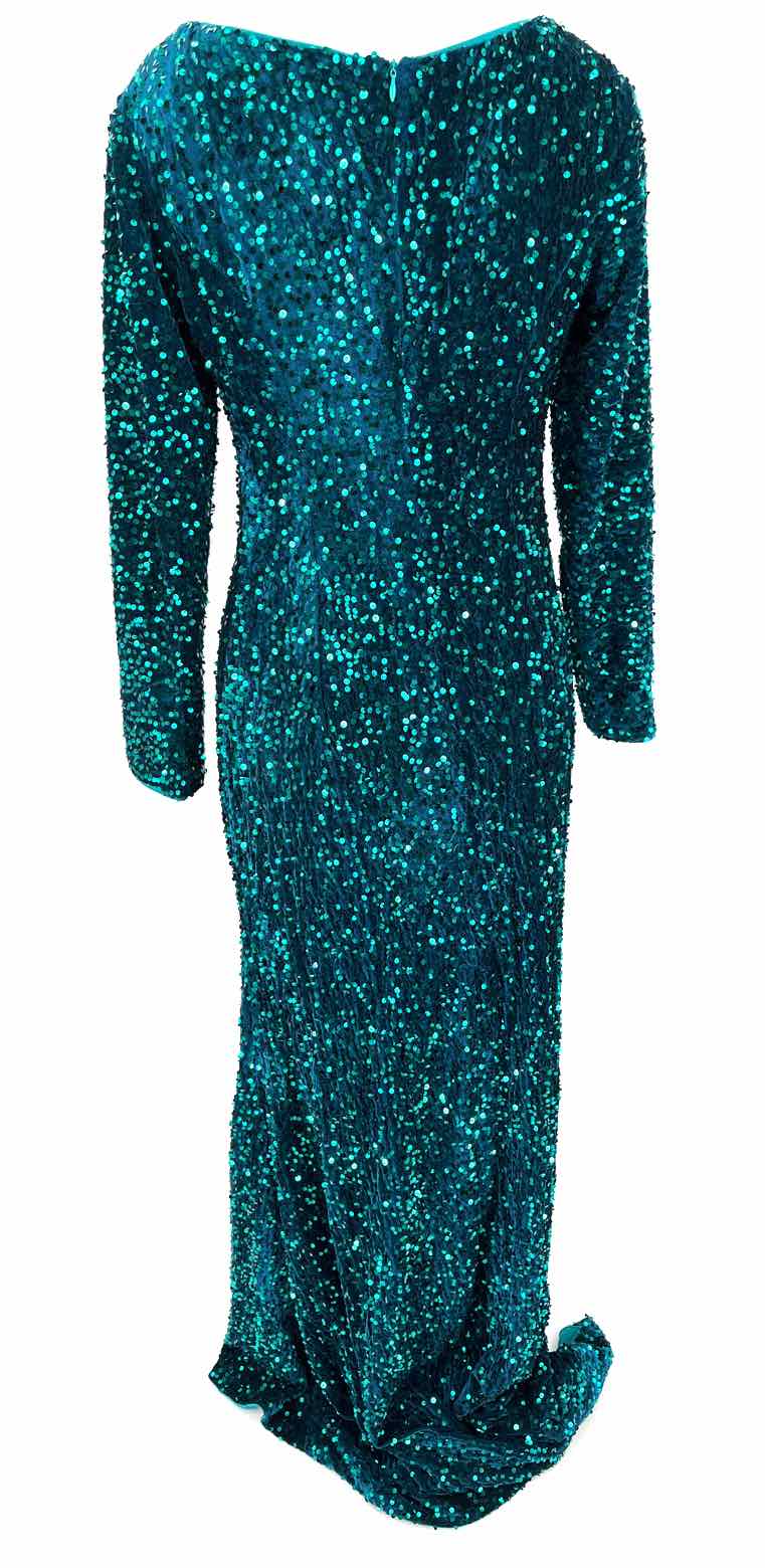 Size 8 Teal Velvet Sequined Dress