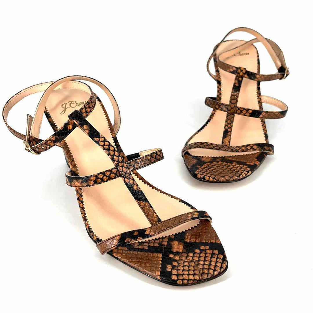 Shoe Size 10.5 J Crew Brown Print Sandals