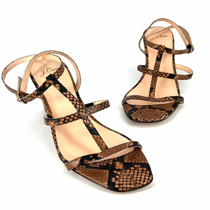 Shoe Size 10.5 J Crew Brown Print Sandals