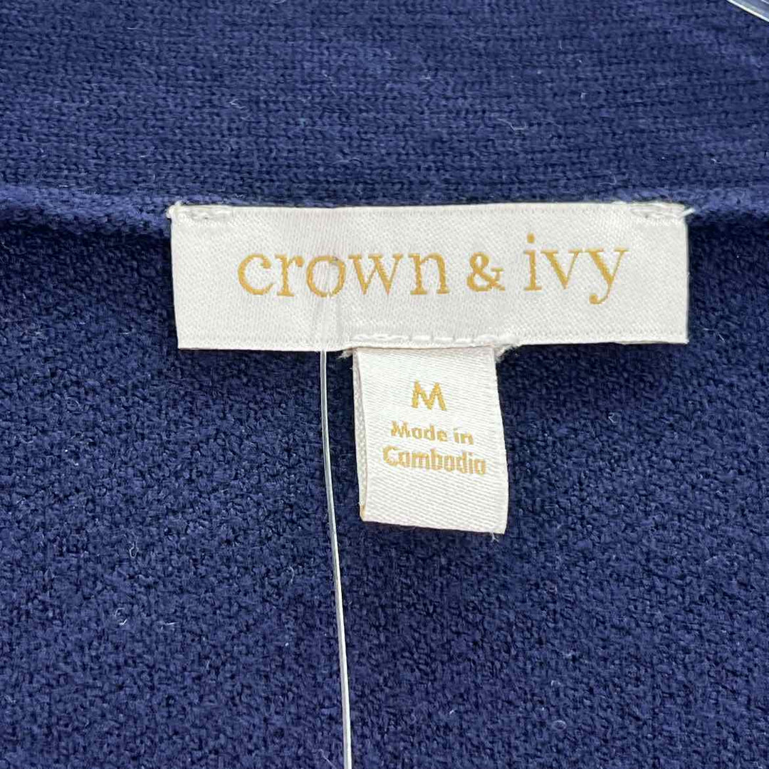 Size M CROWN & IVY Navy Knit Sweater