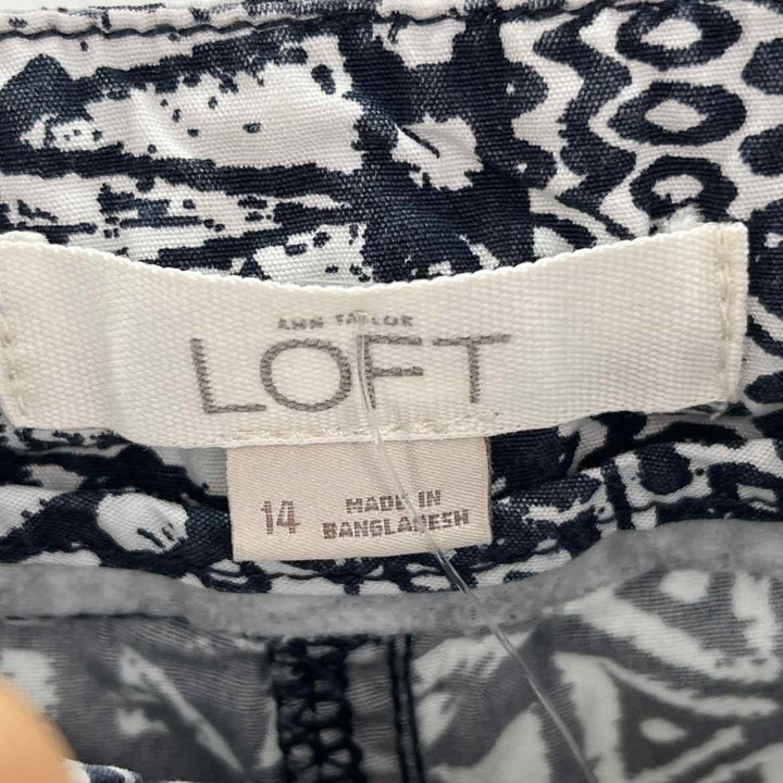 Size 14 LOFT Navy Print Pants