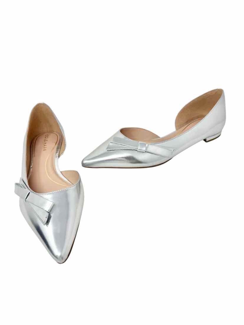 Shoe Size 9 Cole Haan Silver Leather Flats