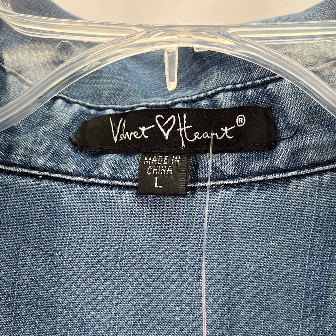 Size L VELVET HEART Blue Chambray Dress