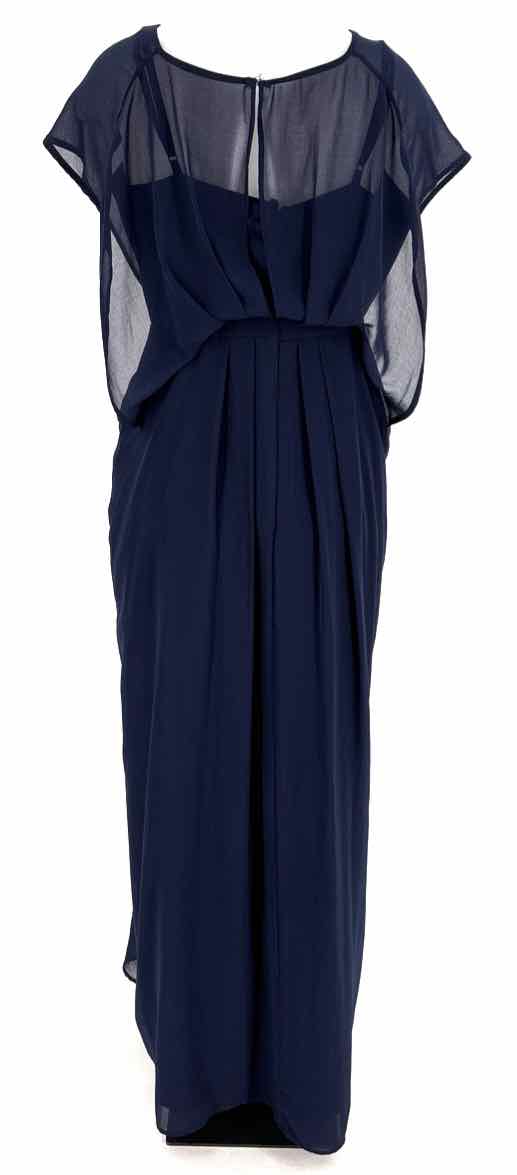 Size 14 Navy Satin Chiffon Dress