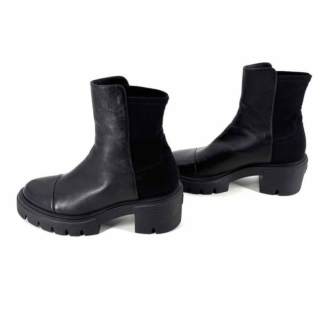Shoe Size 7.5 Stuart Weitzman Black Leather Knit Boots