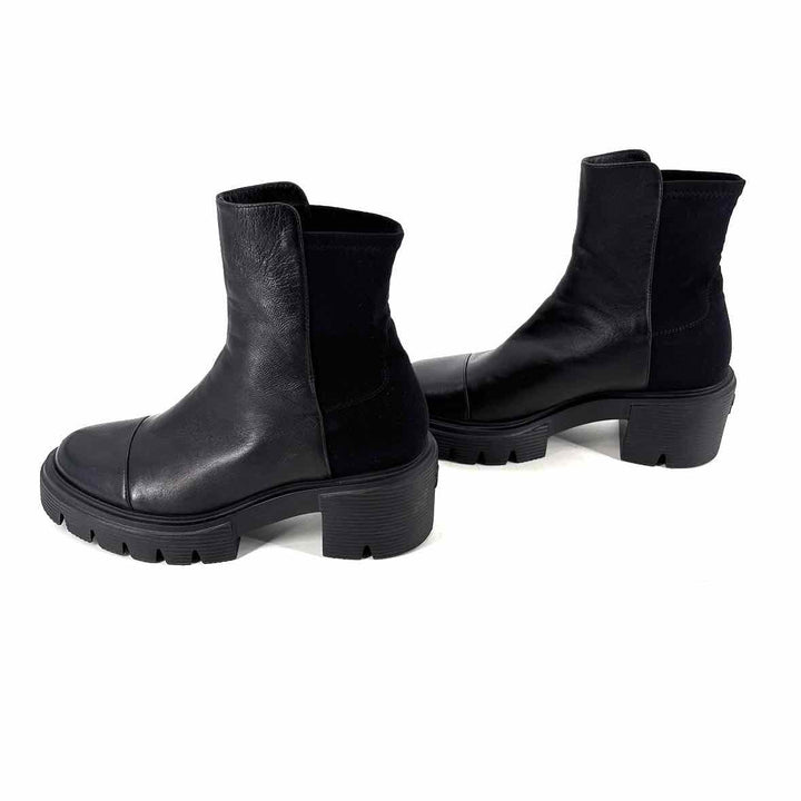 Shoe Size 7.5 Stuart Weitzman Black Leather Knit Boots