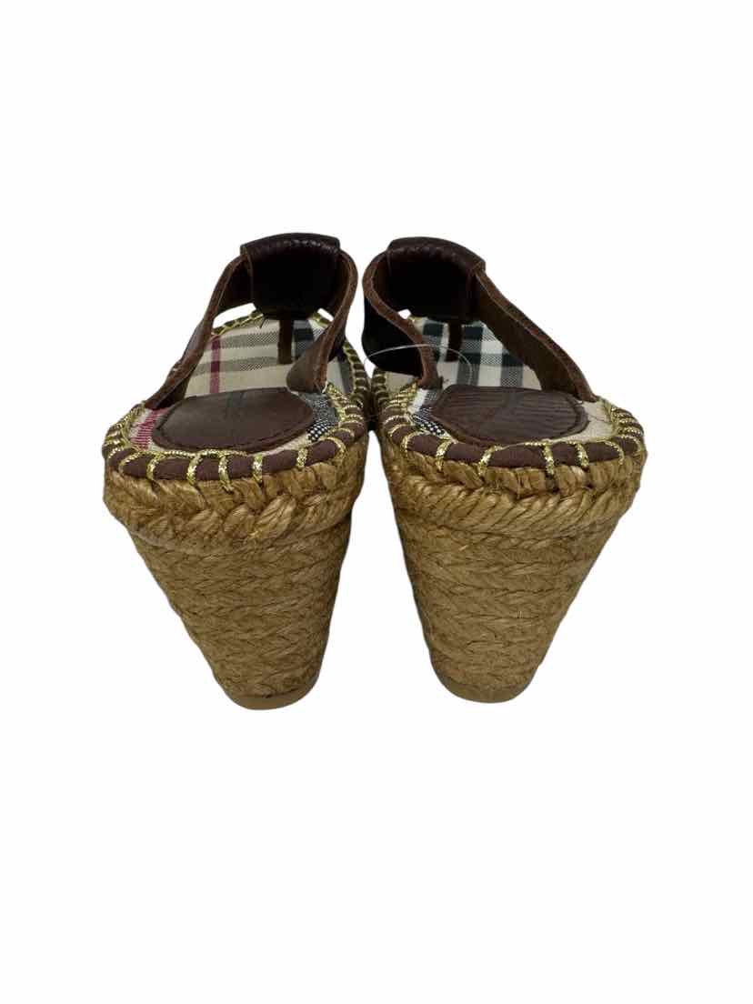 Shoe Size 37 Burberry Brown Print Sandals