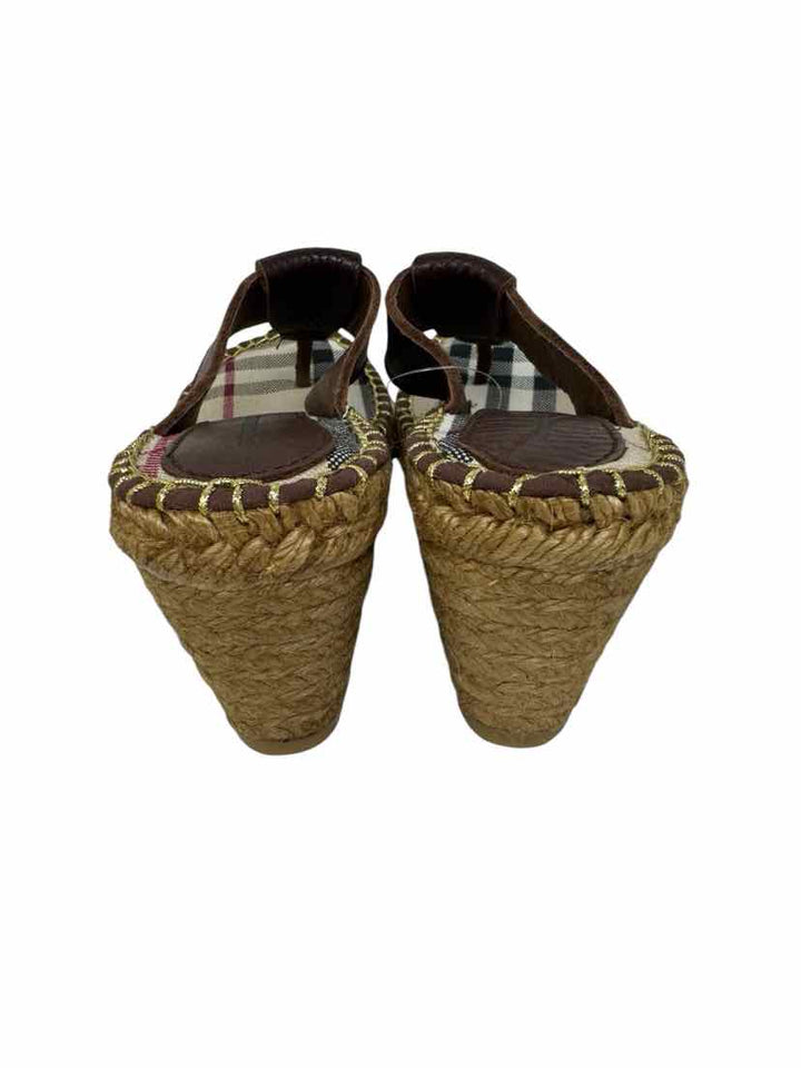 Shoe Size 37 Burberry Brown Print Sandals
