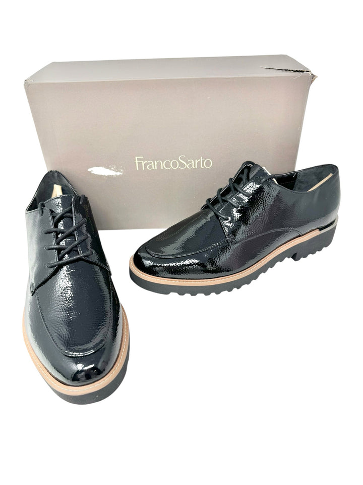 Shoe Size 10 FRANCO SARTO Black PATENT Flats