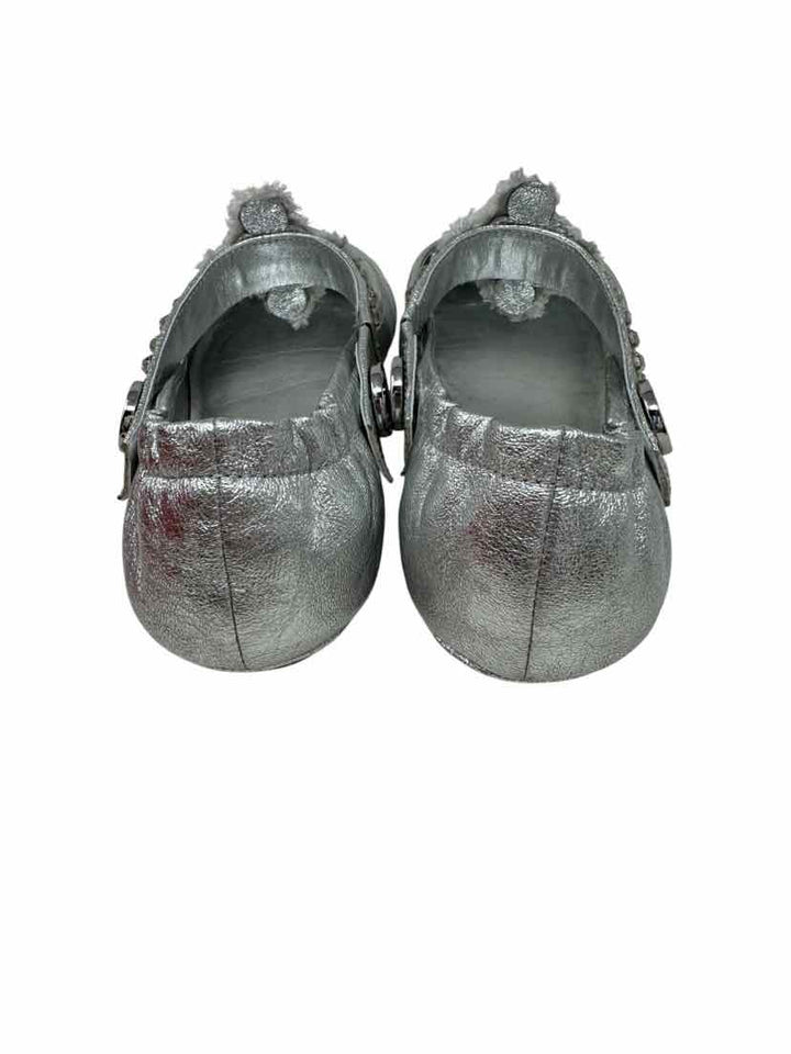 Shoe Size 9 Tory Burch Silver Leather Flats