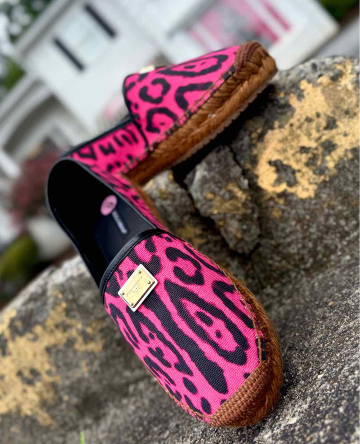 Shoe Size 40 Dolce & Gabbana Fuschia Canvas Luxury - Flats