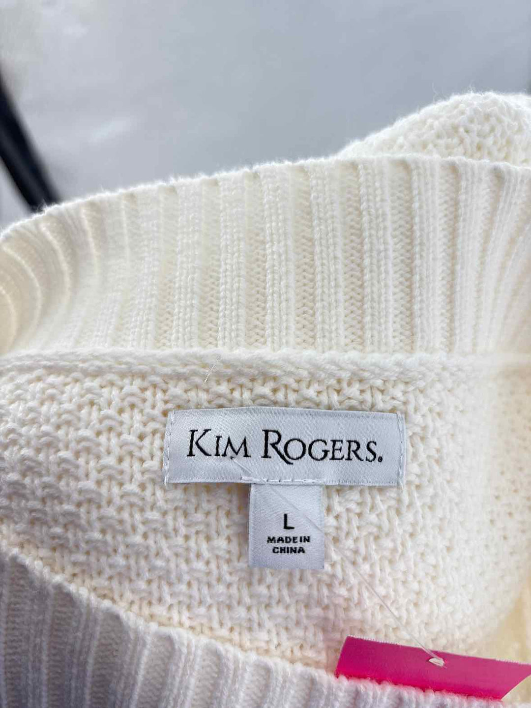 Size L KIM ROGERS White Knit Sweater