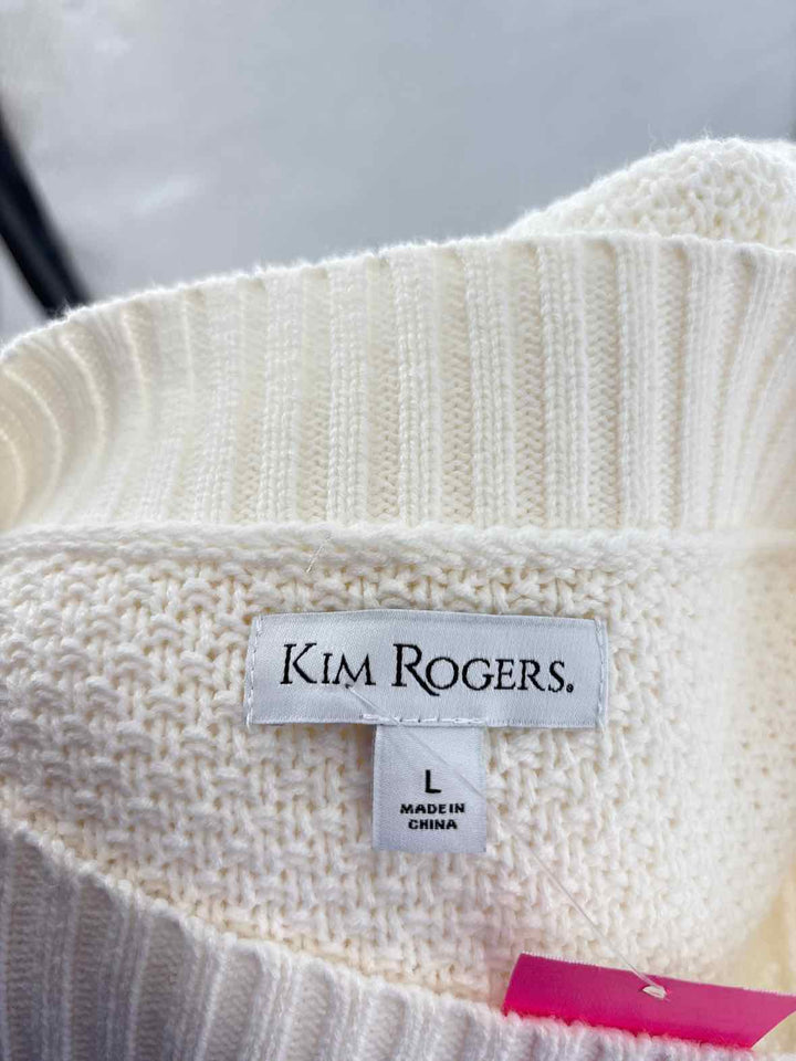 Size L KIM ROGERS White Knit Sweater