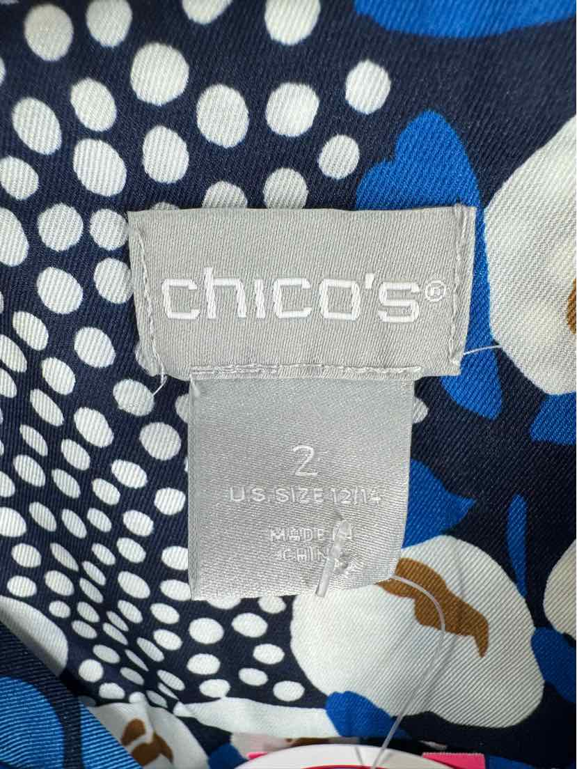 Size 12 Chico's Blue Print Shirt