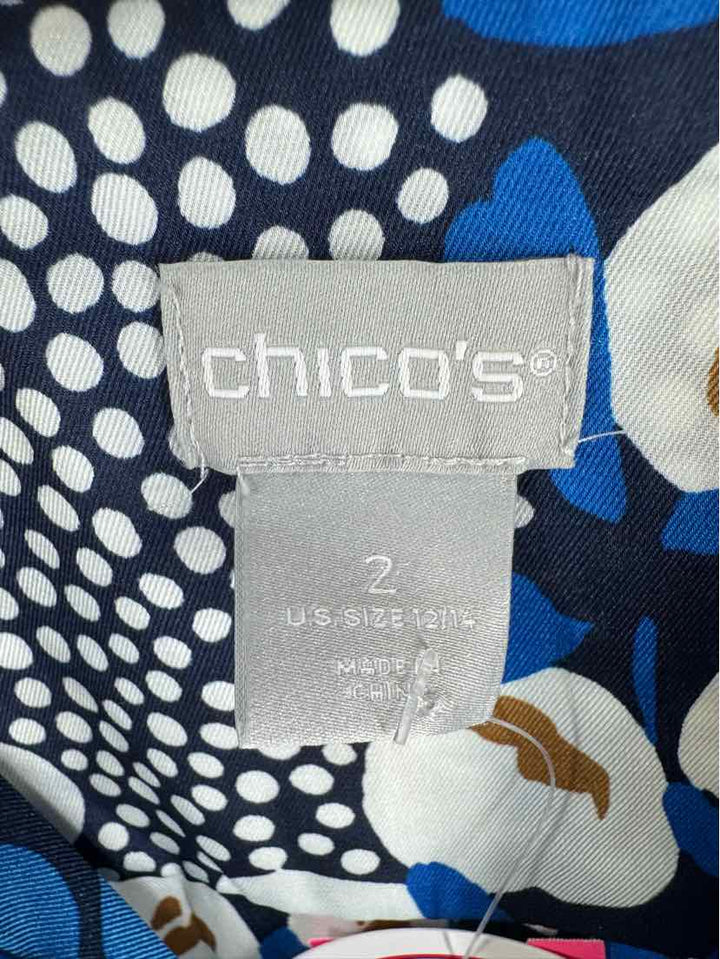 Size 12 Chico's Blue Print Shirt
