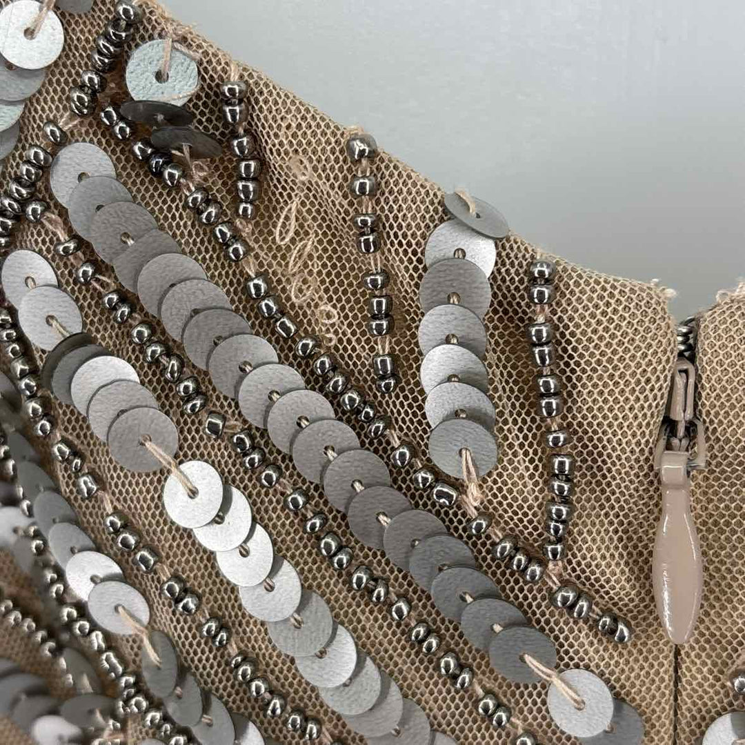 Size 4 Adrianna Papell Taupe Sequined PROM