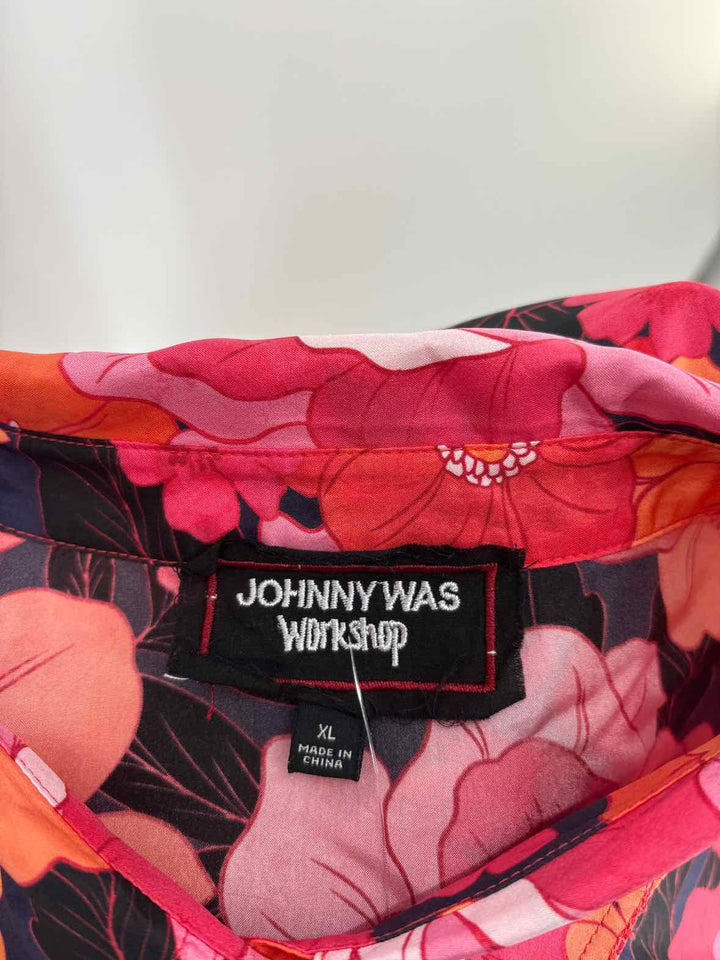 Size XL Johnny Was Peach Silk Shirt