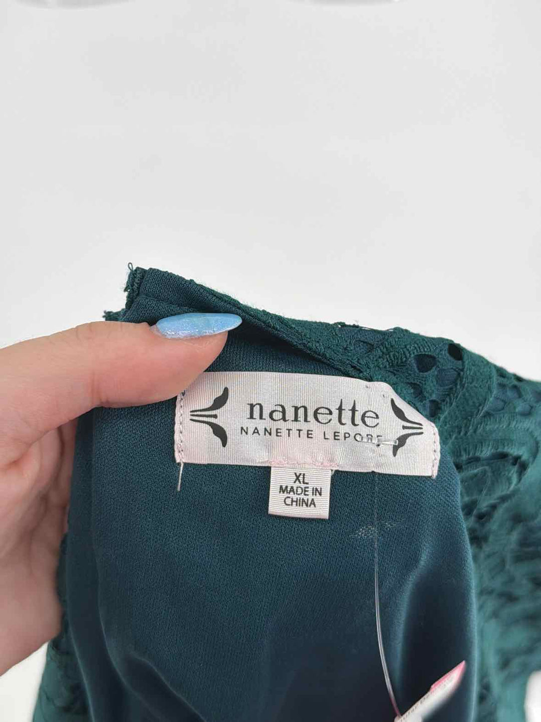 Size XL NANETTE LEPORE Green Lace Shirt
