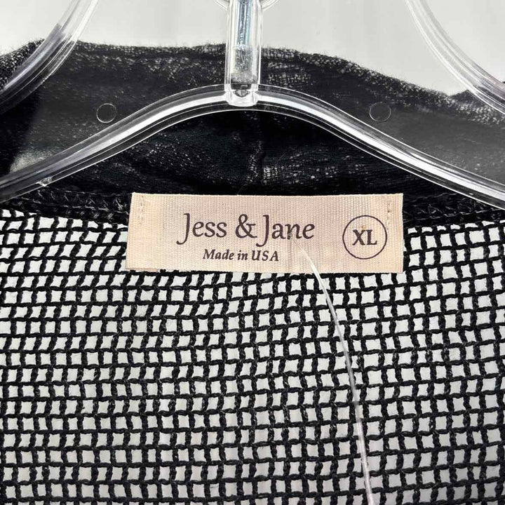 Size XL JESS & JANE Black Mesh Cardigan