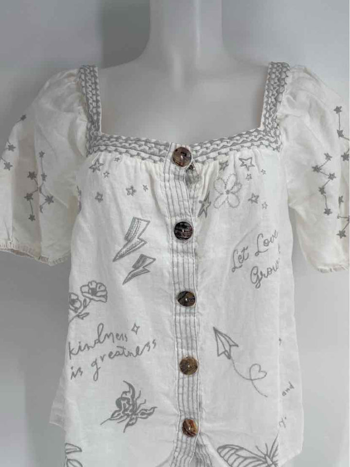 Size S Johnny Was White Shirt