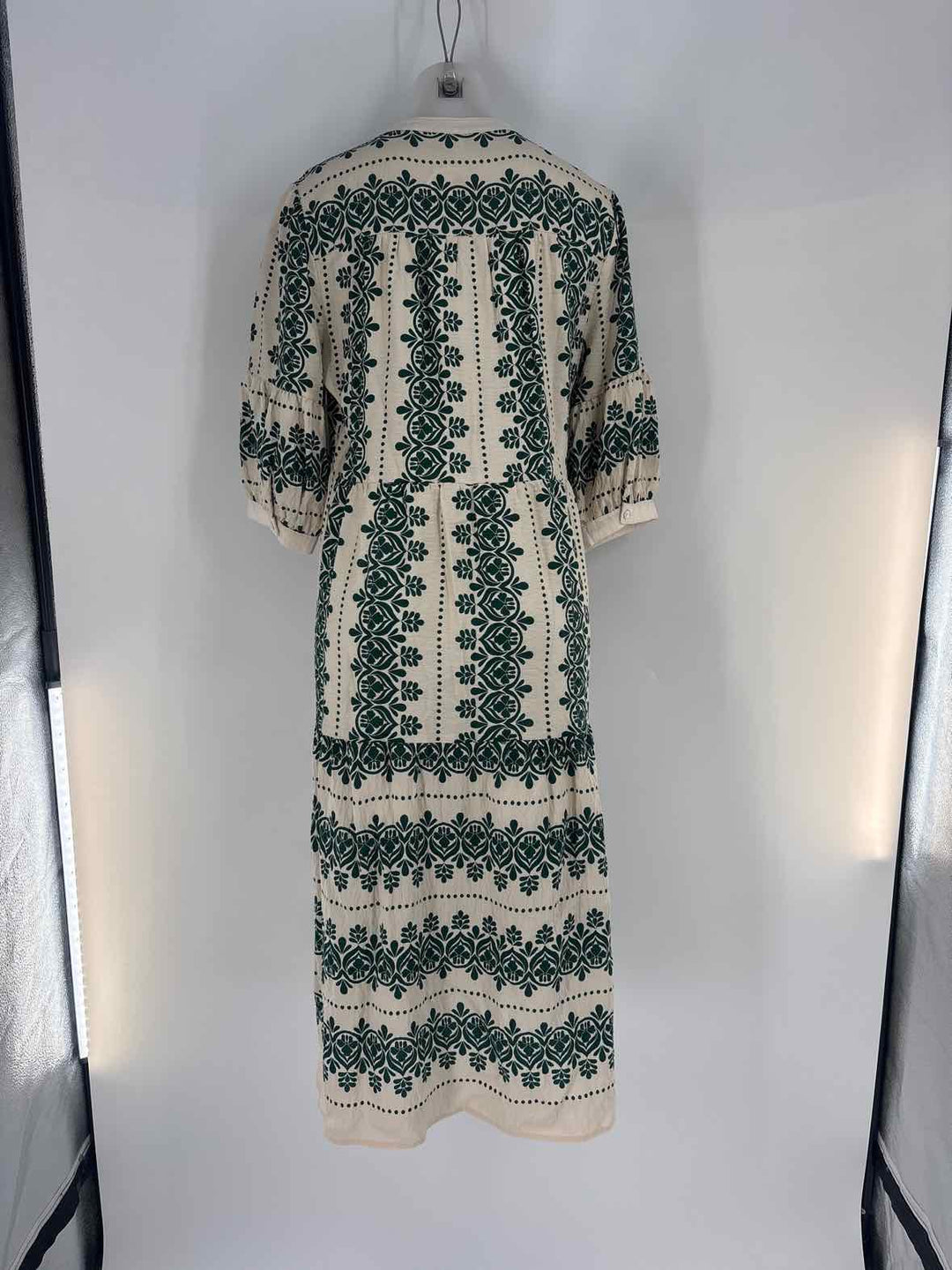 Size L FIG AND FLOWER Green Print Dress