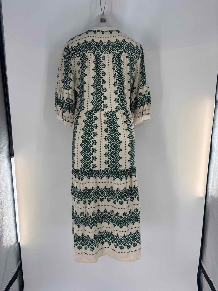 Size L FIG AND FLOWER Green Print Dress
