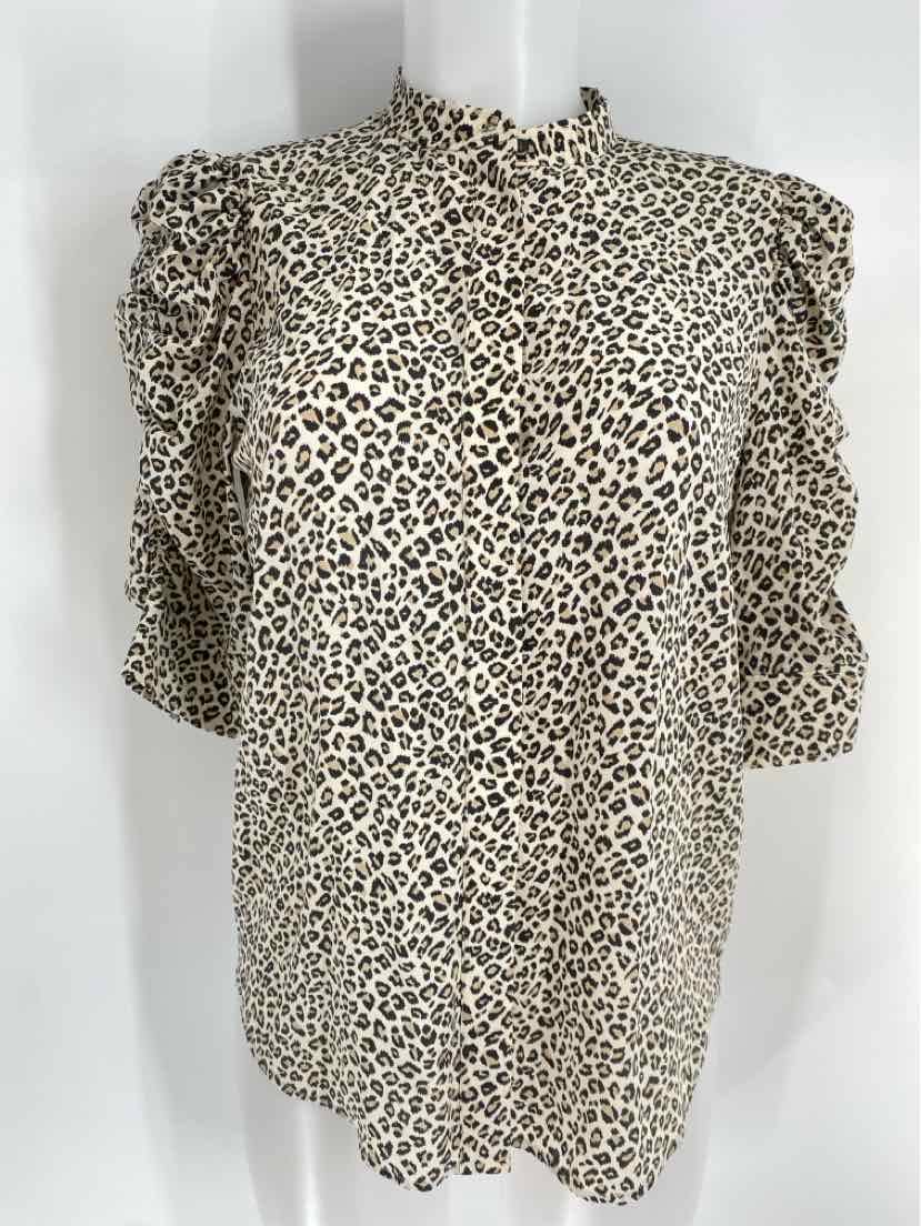 Size S FRAME Tan Silk Shirt