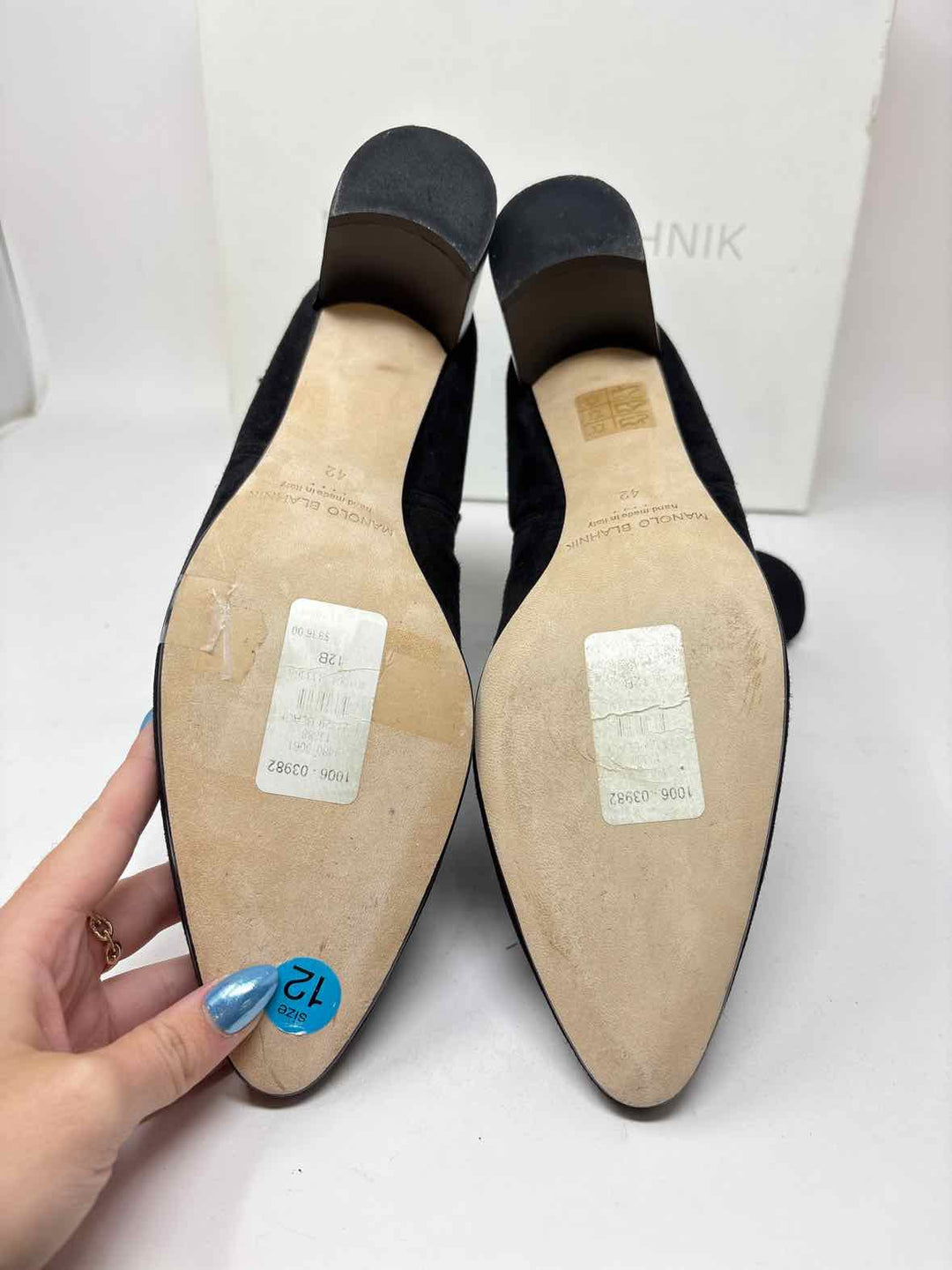 Shoe Size 12 MANOLO BLAHNIK Black Suede Boots