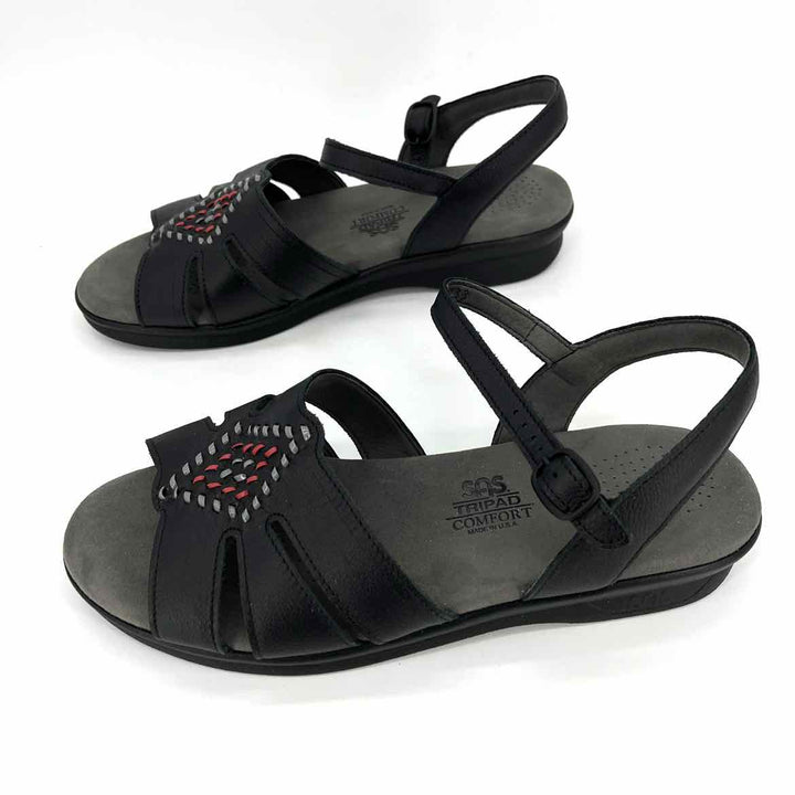 Shoe Size 9 SAS Black Leather Sandals