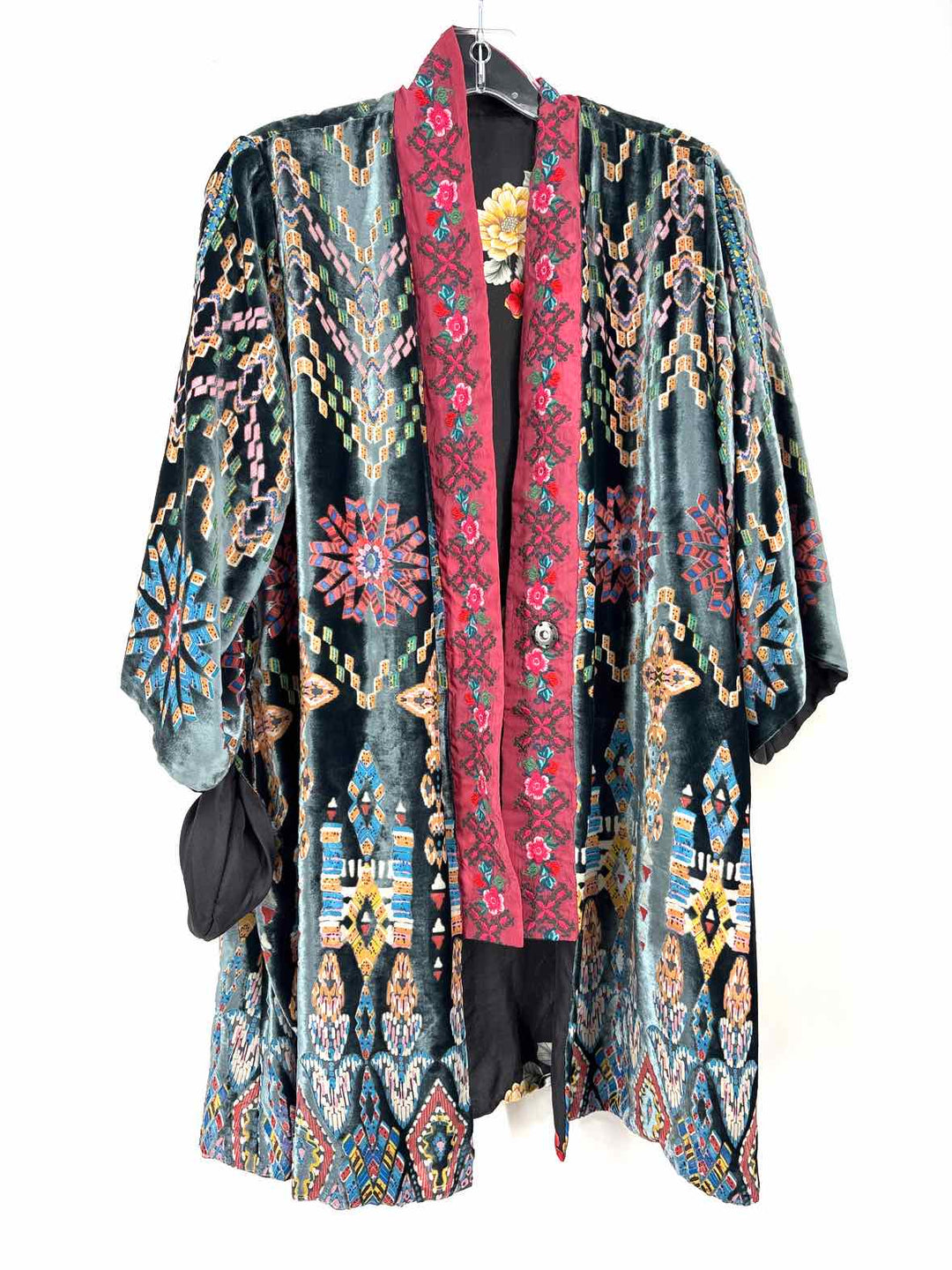 Size XS Johnny Was Black Print Robe