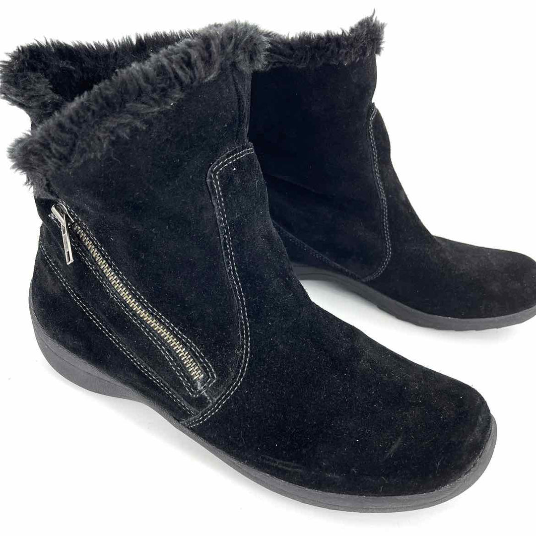 Shoe Size 10 Naturalizer Black Leather Faux Fur Boots