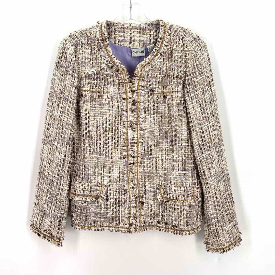 Size M Chico's Beige Tweed Jacket
