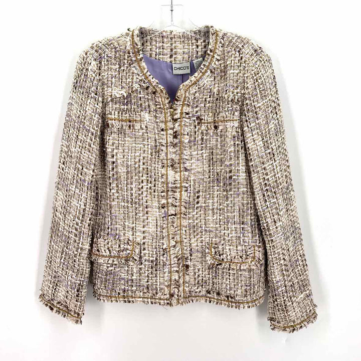 Size M Chico's Beige Tweed Jacket