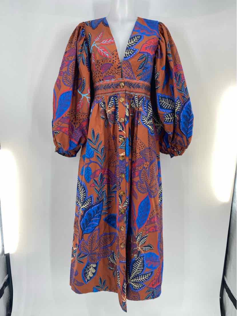 Size S FARM RIO Brown Print Dress