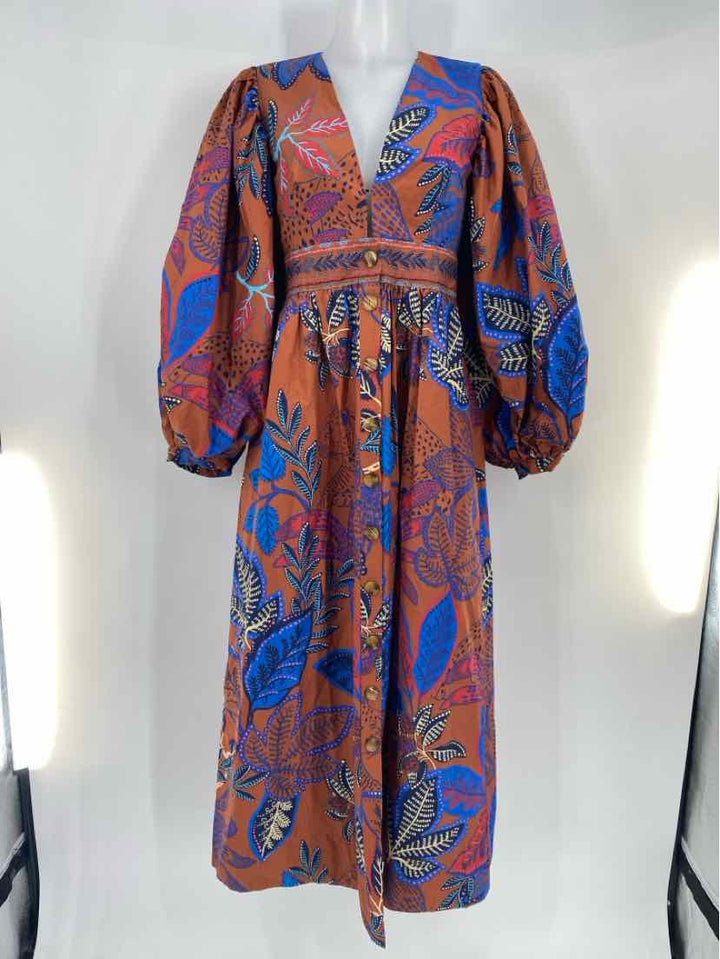 Size S FARM RIO Brown Print Dress