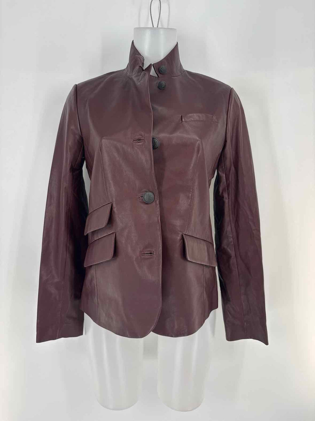 Size 4 RAG & BONE Burgundy Leather Luxury - Jacket