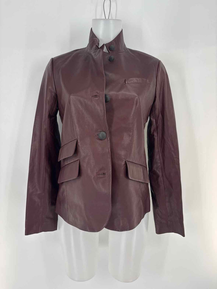 Size 4 RAG & BONE Burgundy Leather Luxury - Jacket