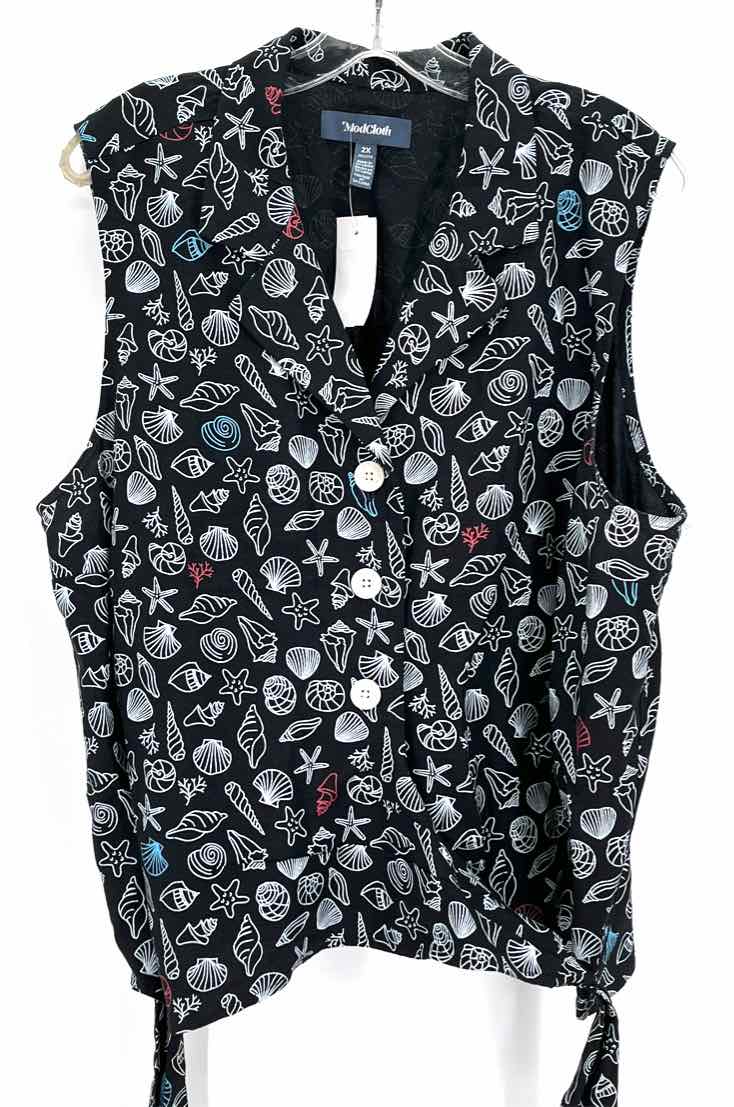 Size 2X MODCLOTH Black Print Shirt