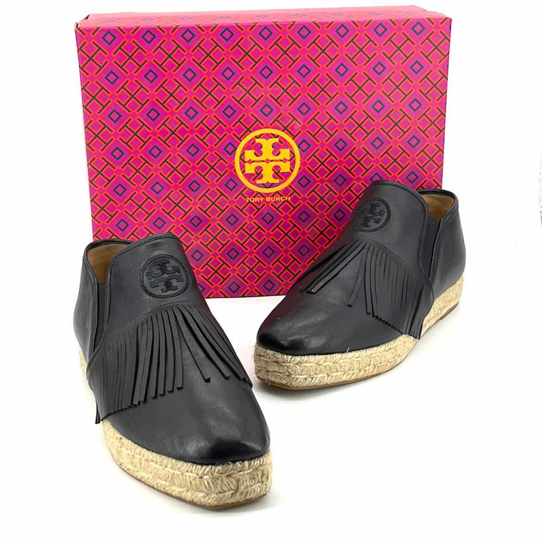 Shoe Size 10 Tory Burch Black Leather Flats