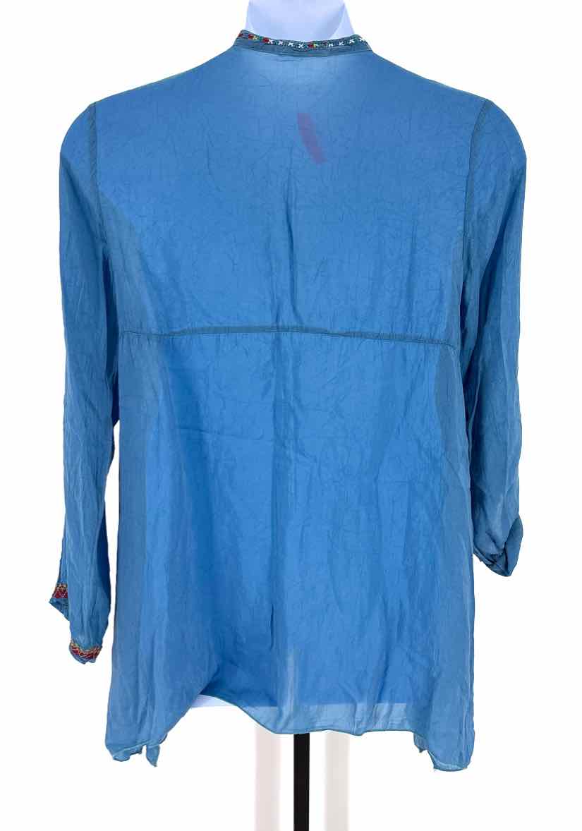 Size L Johnny Was Blue Rayon Shirt