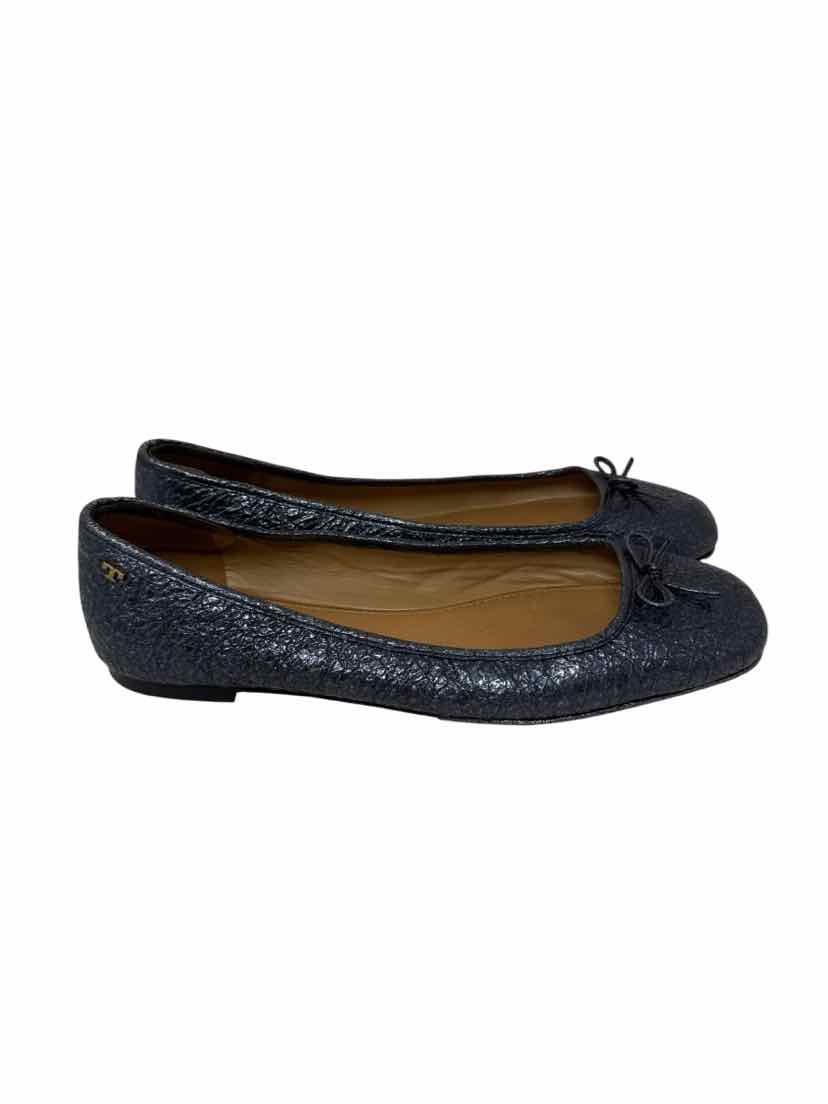 Shoe Size 9 Tory Burch Blue Leather Flats