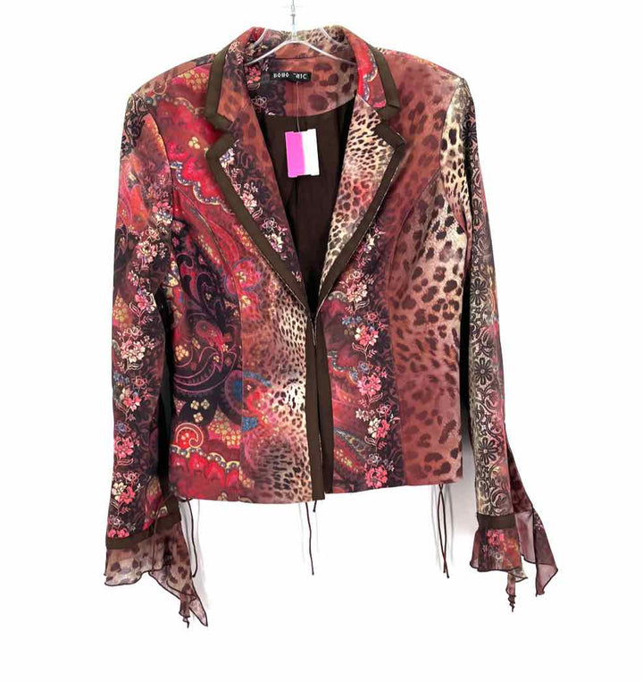 Size 10 BOHO CHIC Brown Print Blazer