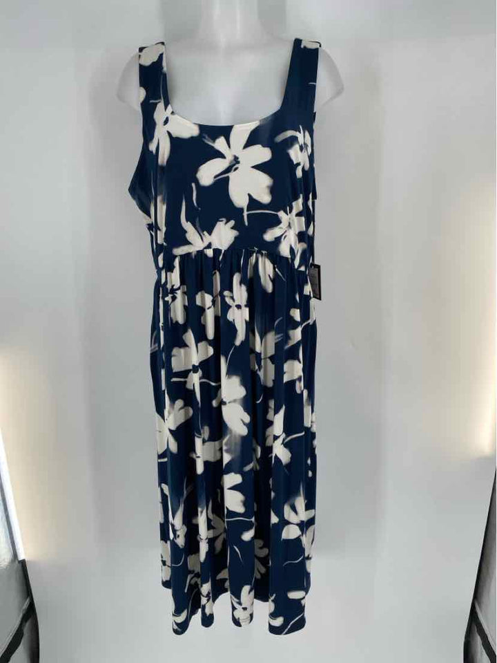 Size 1X SIMPLY VERA WANG Navy Print Dress