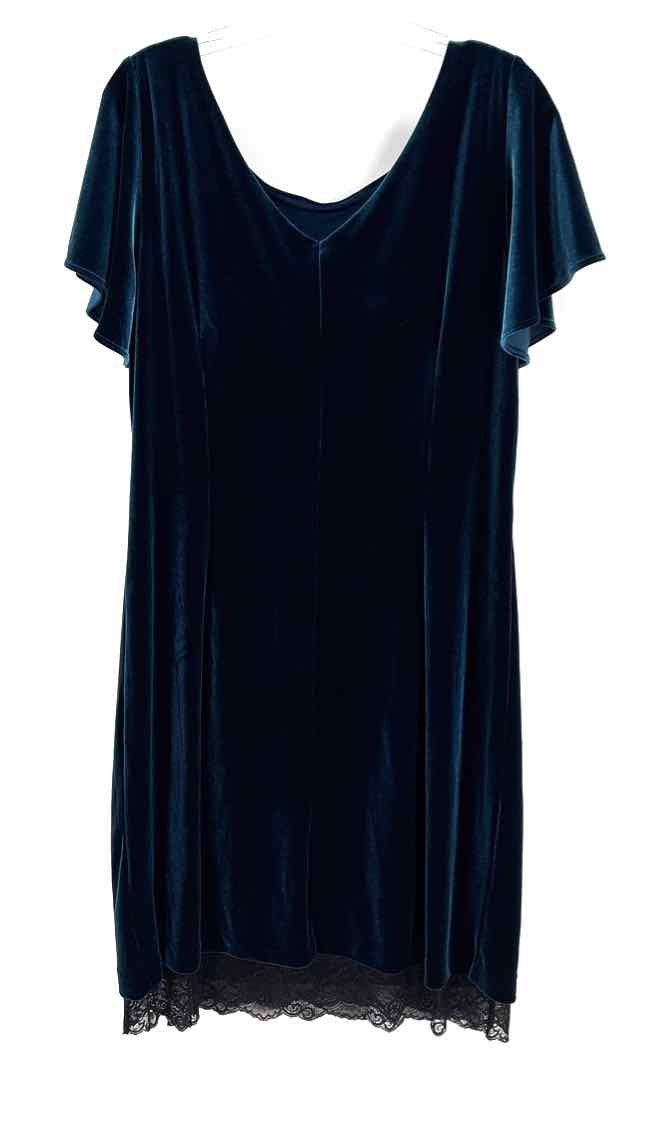 Size L White House Black Market Teal Velvet Lace Dress