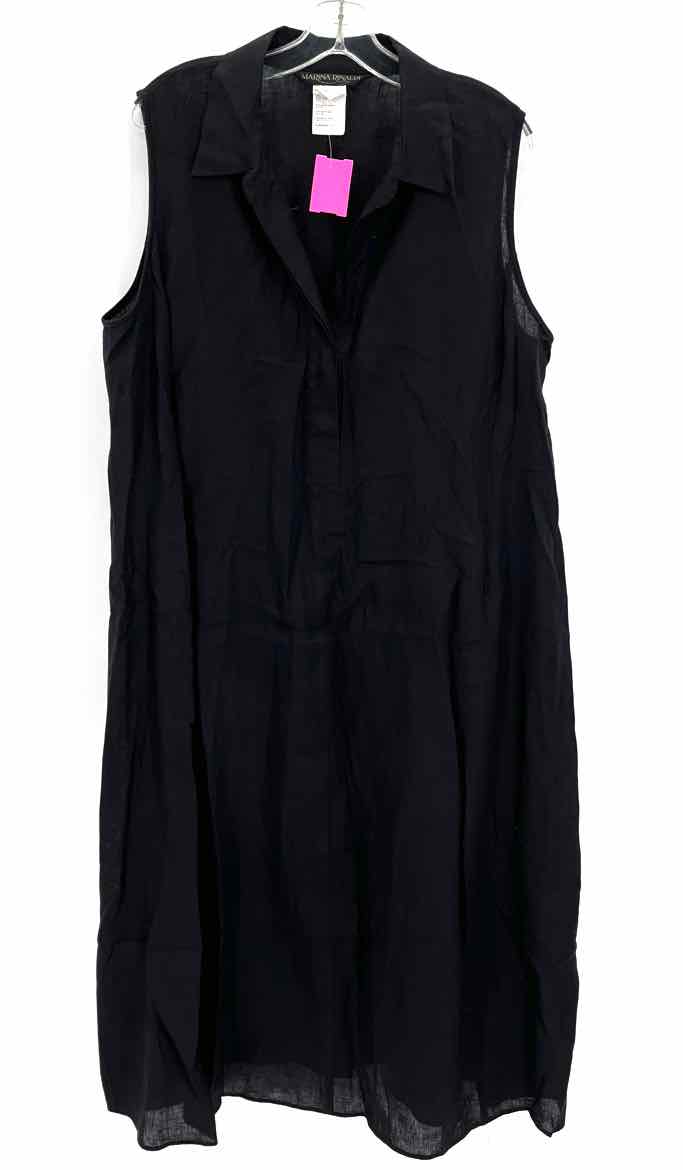 Size 14 MARINA RINALDI Black Linen Dress