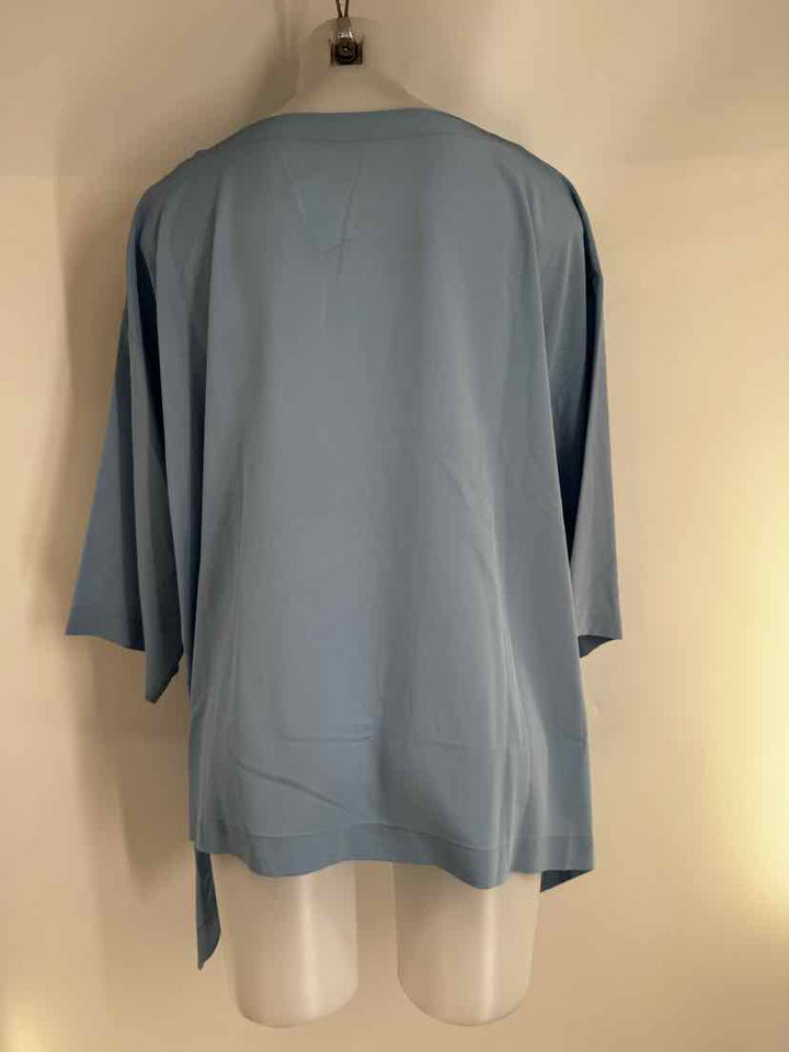 Size L/XL ESKANDAR Blue Silk Shirt