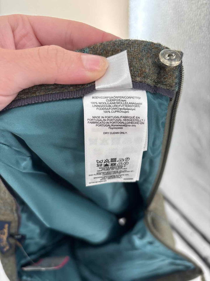 Size 8 Brooks Brothers Green Print Skirt